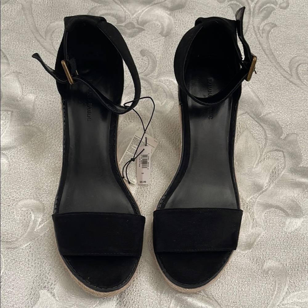 Banana Republic Black Ankle Strap Espadrille Sandals